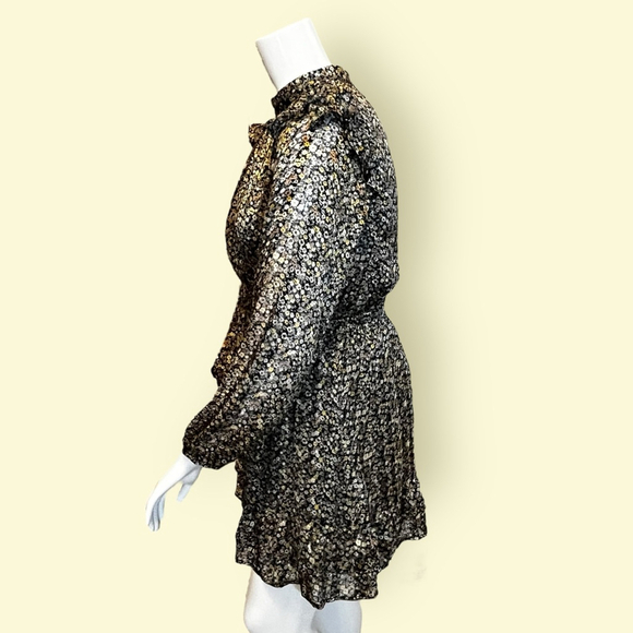 Sadie & Sage Floral Print Mini Dress, L, Black Yellow Multi - Picture 12 of 16